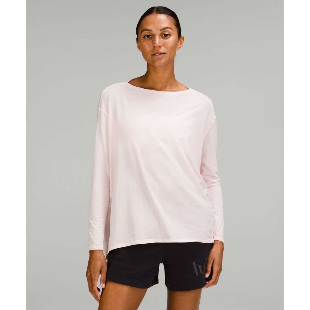 LULULEMON Light Pink Back in Action Slouchy Long Sleeve Lightweight Top Size M